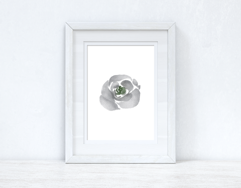 Grey Green Watercolour Flower 2 Bedroom Home Wall Decor Print