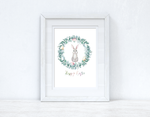 Happy Easter Egg Wreath Spring Seasonal Wall Home Decor Print