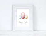 Happy Easter Pastel Eggs Spring Seasonal Wall Home Decor Print
