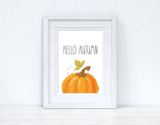 Hello Autumn Half Pumpkin Autumn Seasonal Wall Home Decor Print