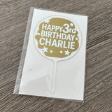 Personalised Wording 10cm Circle Acrylic Birthday Cake Topper