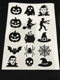 Sets Of 3/4 Black Assorted Font Or Face Halloween Pumpkin Window Door Halloween Sticker Labels
