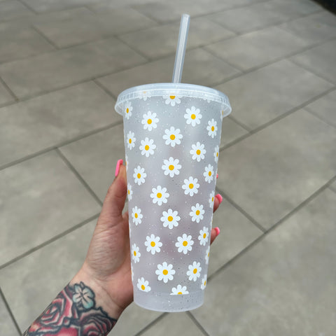 Daisy Tumbler Venti Cold Cup 24oz - With Straw - (Name Can Be Added)