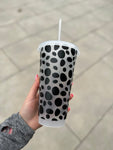 Dalmatian Print Tumbler Venti Cold Cup 24oz - With Straw