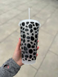 Dalmatian Print Tumbler Venti Cold Cup 24oz - With Straw