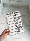 This Week's Menu Food Meal Planner Painted A4 Clear Acrylic Wipeable Sign With Drywipe Pen