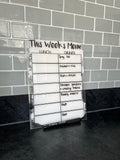 This Week's Menu Food Meal Planner Painted A4 Clear Acrylic Wipeable Sign With Drywipe Pen