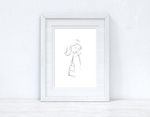 Line Work Woman Happy Simple Home Bedroom Dressing Room Wall Decor Print