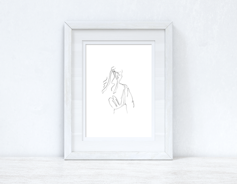 Line Work Woman With Bag Simple Home Bedroom Dressing Room Wall Decor Print