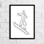 Snowboarding Adventure Hand Drawn Sketch Home Decor Print Active Lifestyle Wall Art