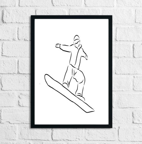 Snowboarding Adventure Hand Drawn Sketch Home Decor Print Active Lifestyle Wall Art
