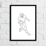 American Rugby Football Player Sketch Hand Drawn Home Decor Print