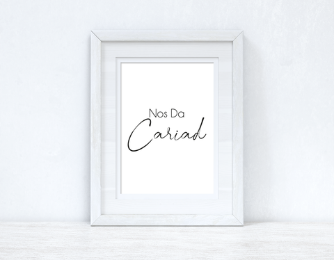 Nos Da Cariad Good Night Love Home Welsh Decor Wall Decor Print