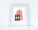 Peach Pink & Black Abstract 1 Colour Shapes Home Wall Decor Print