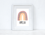 Peachy Pinks Rainbow Name Boho Children's Room Wall Bedroom Decor Print