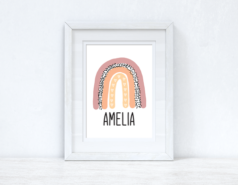 Peachy Pinks Rainbow Name Boho Children's Room Wall Bedroom Decor Print