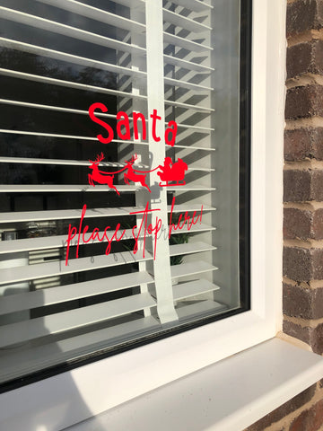 Santa Please Stop Here Sleigh With Reindeers Window Door Vinyl Christmas Sticker