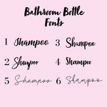 Personalised Font Bathroom Shampoo Conditioner Body Wash & Bubbles Sticker Set (No Bottles Included)