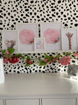 Giraffe Wild Animal Floral Nursery Children's Room Wall Decor Print