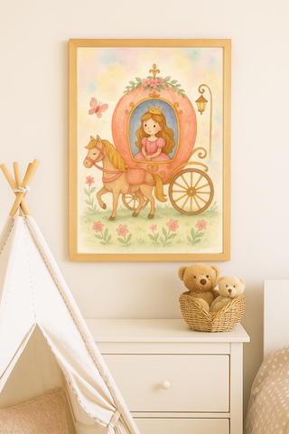 Princess Carriage Ride – Fairytale Wall Art for Girls’ Bedroom