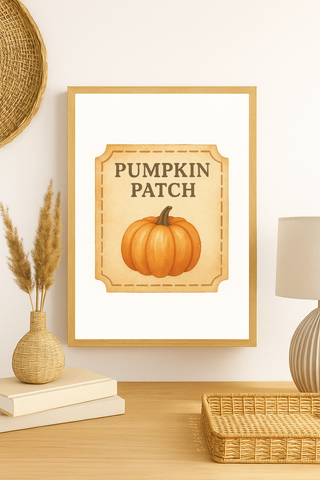 Pumpkin Patch Ticket Wall Art – Rustic Farmhouse Autumn Décor