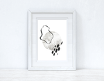 Silver Grey Black Abstract 1 Colour Shapes Home Wall Decor Print