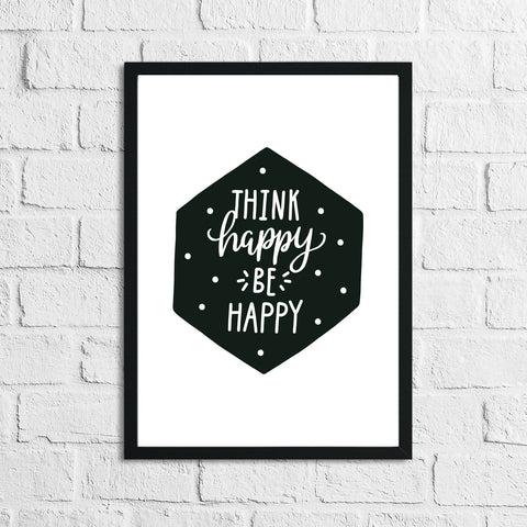 Scandinavian Think Happy Be Happy Children's Nursery Bedroom Wall Decor Print