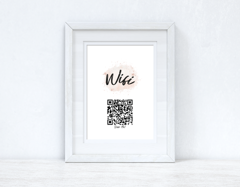 Personalised Wifi Rose Gold Pink Splatter Scan Me! Wifi QR Scan Home Wall Decor Print