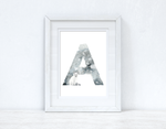 Winter Alphabet Letters Christmas Seasonal Wall Home Decor Print