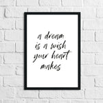 A Dream Is A Wish Black Children's Room Wall Decor Print