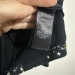 M&S Black Star Print Long Sleeve Cotton Blend T-Shirt Size 12