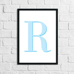 Personalised Blue Initial Children's Room Wall Decor Print
