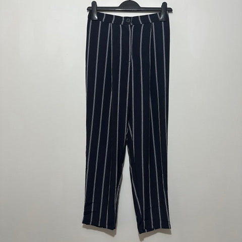 H&M Ladies Trousers Cropped Blue Size 6 Polyester Striped