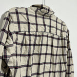 UNIQLO Ladies Beige Button-Up Shirt Size M 100% Cotton Long Sleeve Check Pattern