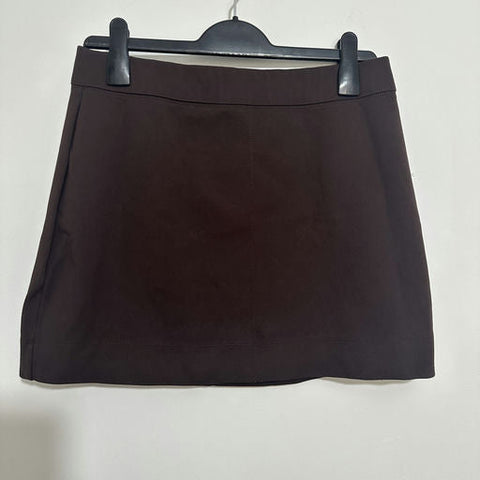 Next Ladies Brown A-Line Skirt Size 12 Viscose Short Petite Purple Tone