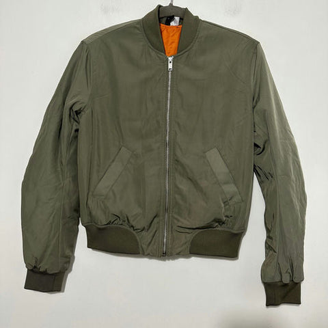H&M Green Bomber Jacket Size XS Polyester Khaki