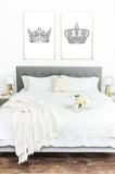 King & Queen Crown Couple Black Set Of 2 Bedroom Prints