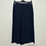 Next Blue Cropped Wide Leg Trousers Size 12 Polyester Ladies