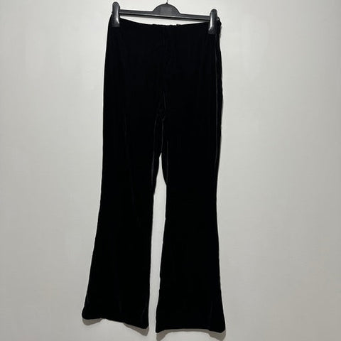 H&M Ladies Trousers Dress Pants Black Size S Small Polyester Velour Flare