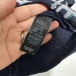 M&S Ladies Blouse Top  Blue Size 12 100% Cotton Short Sleeve Navy