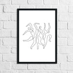 Dancing Bodies Fine Line Work Bedroom Home Bathroom Wall Decor Print
