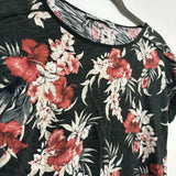 Oasis Ladies T-Shirt Top  Green Size M Medium 100% Cotton Short Sleeve Floral Pa