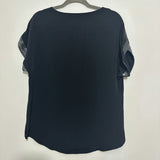 Dorothy Perkins Ladies Top  Blouse Black Size 14 Polyester  Short Sleeve   Sequi