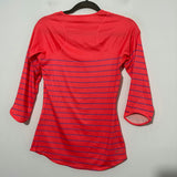 Nike Ladies Pink Activewear T-Shirt XS Polyester 3/4 Sleeve Striped DRI-FIT