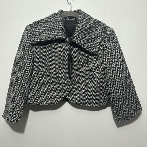 M&S Ladies Jacket Pea Coat Black Size 14 Wool Blend Cropped