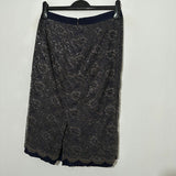 Boden Ladies Blue Floral Lace Knee Length Nylon Skirt Size 10 Straight Pencil