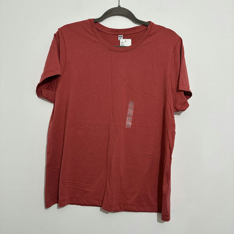 UNIQLO Red T-Shirt Ladies Top XL 100% Cotton Short Sleeve