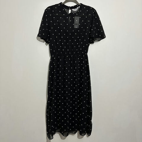 Dorothy Perkins Ladies Dress Fit & Flare  Black Size 18 Polyester   Midi  Dotted