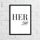 His & Hers Side Bold Couple Black Set Of 2 Bedroom Prints