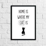 Home Is Where My Cat Is Animal Wall Decor Simple Print